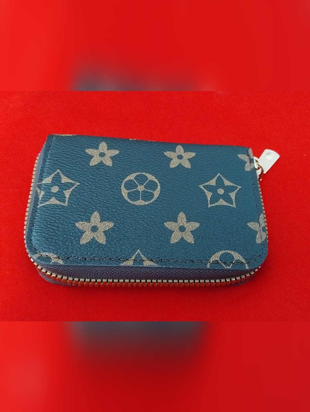 Designer-Style Monogram Zip Coin Wallet
